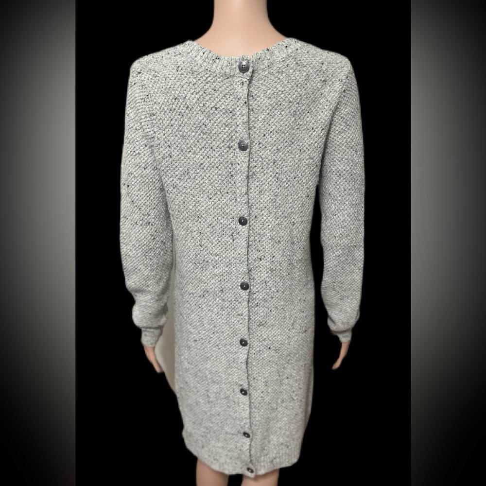 Madewell Sweater Dress Gray Wool Blend Button Back Knit Long Sleeve Women’s M - Picture 3 of 7